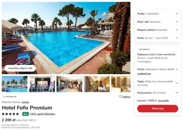 Albania, Durres: Hotel Fafa Premium z basenem i palmami. Idealne miejsce na wakacje all inclusive.